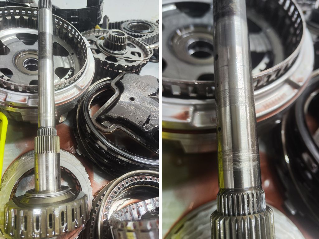 песоги, канавки и проточки на центральном валу коробки автомат